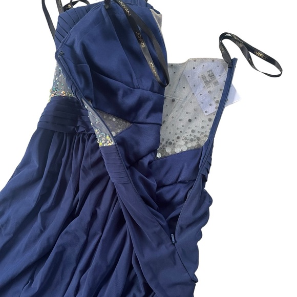 JVN By JOVANI Women’s 8 Navy Rhinestones Ruched Strapless Empire Gown #JVN21713A - Picture 10 of 16